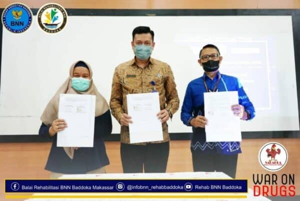 Kegiatan penandatanganan Perjanjian Kerja Sama / MoU antara Balai Rehabilitasi BNN Baddoka dengan Balai Kesehatan Tradisional Masyarakat (BKTM)